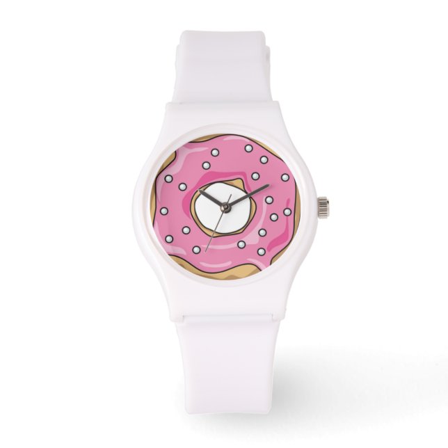 Zoete tijd roze donut horloge (Voorkant)