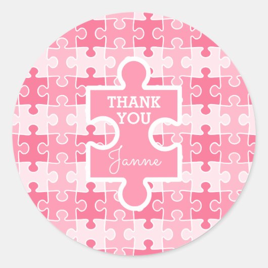 Zoete tint van roze puzzels ronde sticker (Voorkant)