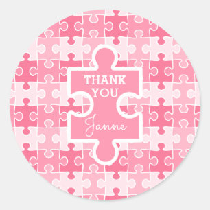 Zoete tint van roze puzzels ronde sticker
