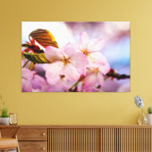 zoete torenbloesems met roze kleur en blauwe hemel canvas afdruk (Insitu (Woonkamer))