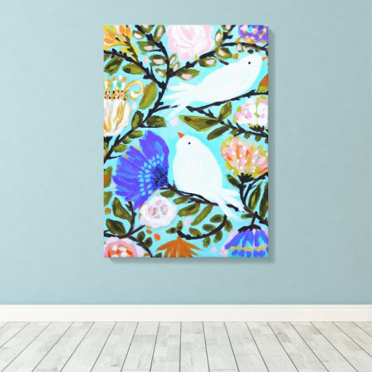 Zoete Tortelduifjes II Canvas Afdruk (Insitu (Houten vloer))