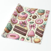 Zoete traktaties met bogen cadeaupapier (Uitgerold)