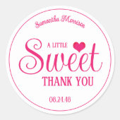 Zoete Treat Roze & Witte Bedankt Stickers (Voorkant)