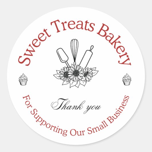 Zoete Treats Bakkerij Bedankt Sticker (Voorkant)
