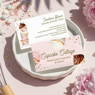 Zoete Treats Cupcakes & Cakes Elegante Bloemen Visitekaartje