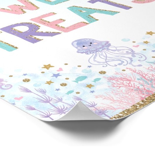 Zoete Treats Zeemeermin Candy Bar Bord Onder de Ze Poster (Hoek)