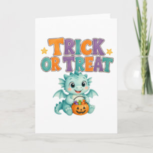 Zoete Trick or Treat Baby Draak Halloween Kaart