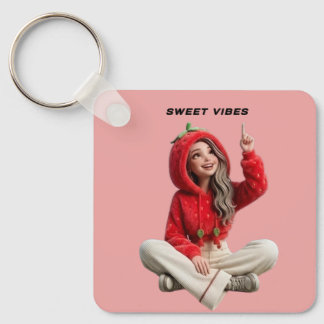Zoete trillingen aardbei hoodie karakter sleutelha sleutelhanger