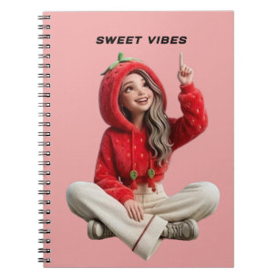 Zoete trillingen aardbei hoodie meisje notitieboek
