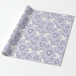 Zoete Trouwduiven voor Verlovingsfeest Naadloos Cadeaupapier