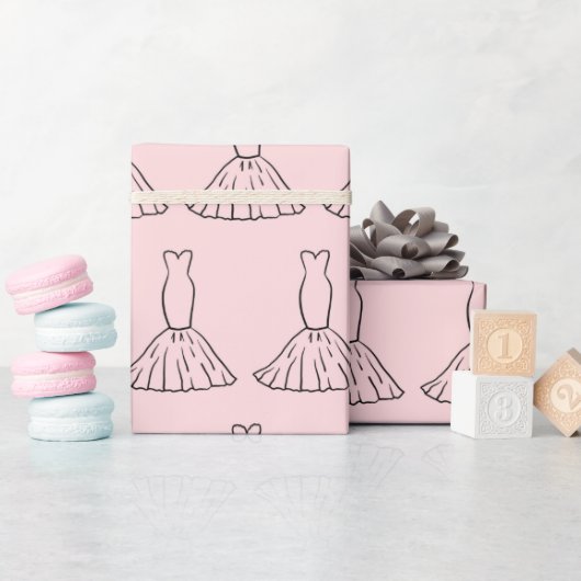 Zoete Trouwjurk Ontwerp Licht Roze Naadloos  Cadeaupapier (Baby Shower)