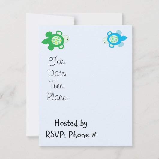 Zoete Turtle Baby Shower Kaart (Achterkant)