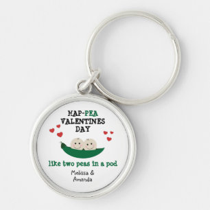 Zoete twee erwten in een Valentijnsdag met peulwt Sleutelhanger