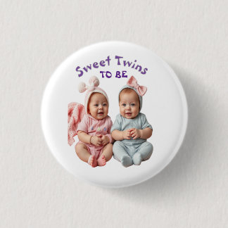 Zoete tweeling in gecoördineerde pastels ronde button 3,2 cm