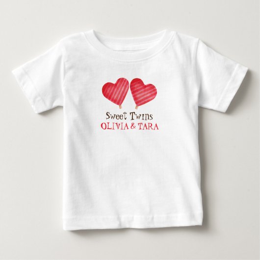 Zoete tweelingen met aangepaste namen Baby T-Shirt (Voorkant)