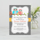 Zoete Uil Baby Shower Uitnodiging (Staand voorkant)