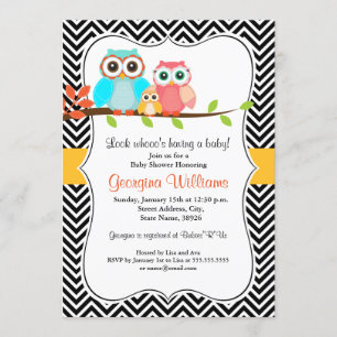 Zoete Uil Baby Shower Uitnodiging