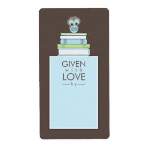 Zoete Uil Bookplate Gift Label Blauw   bruin