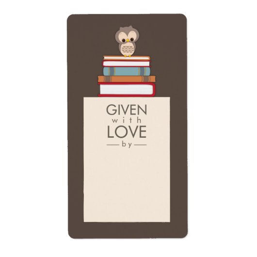 Zoete Uil Bookplate Naam Label Rood | Blauw (Voorkant)