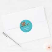 Zoete Uil Favor Stickers (Turquoise) (Envelop)