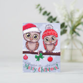 Zoete Uil in Kerstmis Briefkaart (Staand voorkant)