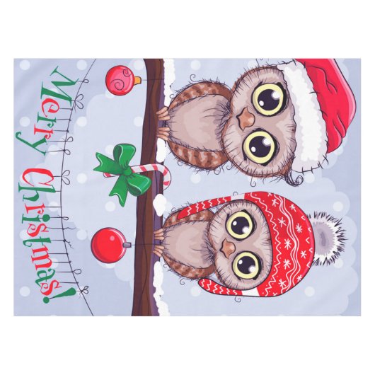 Zoete Uil in Kerstmis Tafelkleed (Voorkant (Horizontaal))