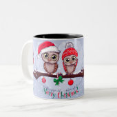 Zoete Uil in Kerstmis Tweekleurige Koffiemok (Voorkant links)