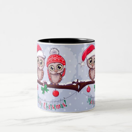 Zoete Uil in Kerstmis Tweekleurige Koffiemok (Center)