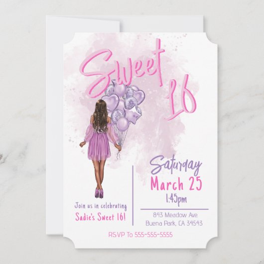 Zoete uitnodiging 16 Birthday Party (Voorkant)
