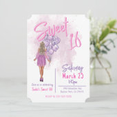 Zoete uitnodiging 16 Birthday Party (Staand voorkant)