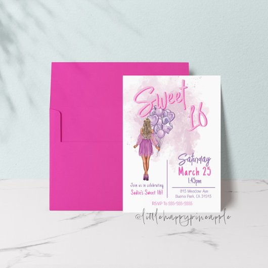 Zoete uitnodiging 16 Birthday Party