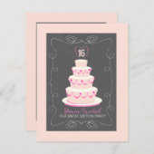 Zoete uitnodiging 16 Birthday Party (Voorkant / Achterkant)