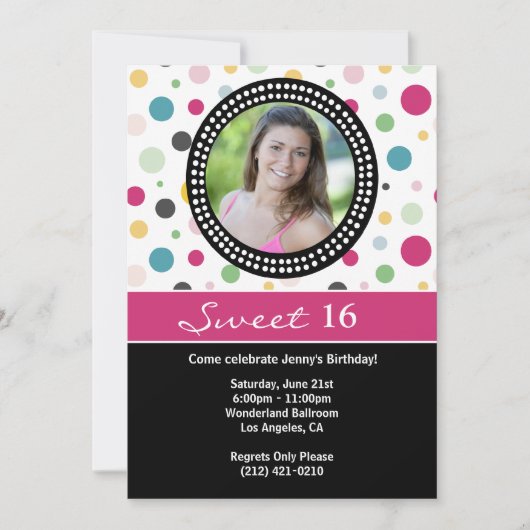 Zoete uitnodiging 16 Birthday Party (Voorkant)
