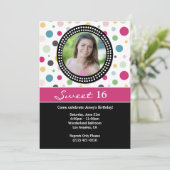 Zoete uitnodiging 16 Birthday Party (Staand voorkant)