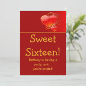 Zoete uitnodiging 16 Birthday Party (Staand voorkant)