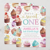 Zoete Uitnodiging, Cupcake Uitnodiging (Voorkant / Achterkant)