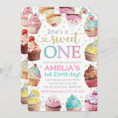 Zoete uitnodiging, uitnodiging voor cupcakes (Voorkant / Achterkant)