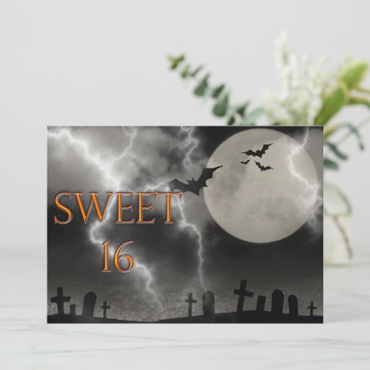 Zoete uitnodiging van zestien Halloween Birthday (Staand voorkant)
