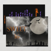 Zoete uitnodiging van zestien Halloween Birthday (Voorkant / Achterkant)