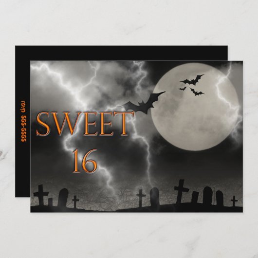 Zoete uitnodiging van zestien Halloween Birthday (Voorkant / Achterkant)