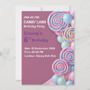 Zoete Uitnodiging Verjaardag Candy Land Feest