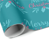 Zoete vakantie turquoise en roze vrolijke kerst cadeaupapier (Rol Hoek)