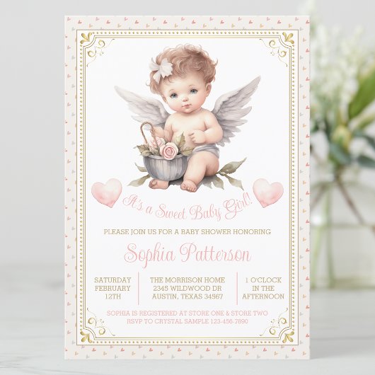 Zoete Valentijn Cherub Baby shower Kaart