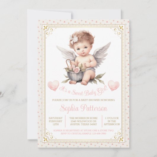 Zoete Valentijn Cherub Baby shower Kaart (Voorkant)