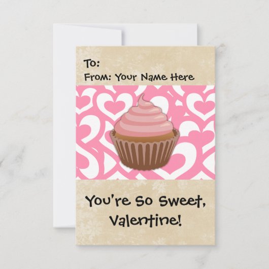 Zoete Valentijn Cupcake Kaart (Voorkant)