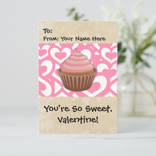 Zoete Valentijn Cupcake Kaart (Staand voorkant)