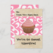 Zoete Valentijn Cupcake Kaart (Voorkant / Achterkant)