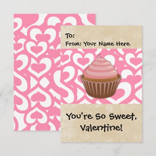 Zoete Valentijn Cupcake Kaart (Voorkant / Achterkant)