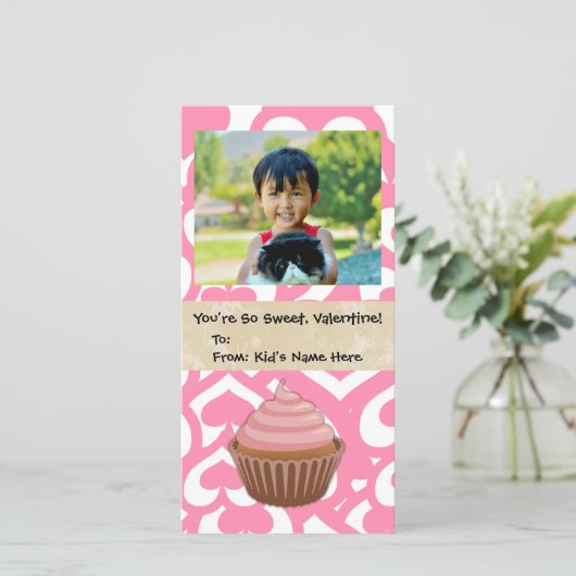Zoete Valentijn Cupcake Kid's Feestdagenkaart (Staand voorkant)