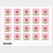 Zoete Valentijn Cupcake Vierkante Sticker (Vel)